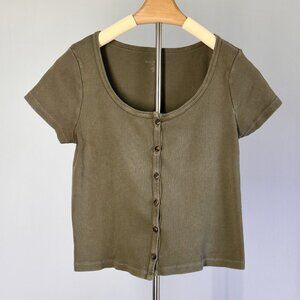 Brandy Melville T-Shirt | Women's One Size | Olive Green